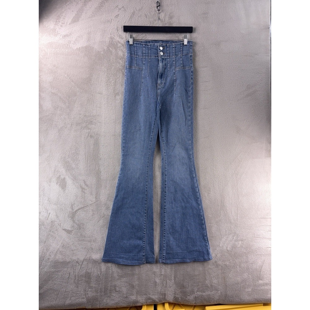 We The Free Jeans Womens Size 27x31 Blue Flare Bell Bottom High Rise Denim